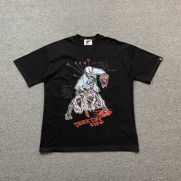 Warren Lotas Black Samurai Skull Themed T Shirt